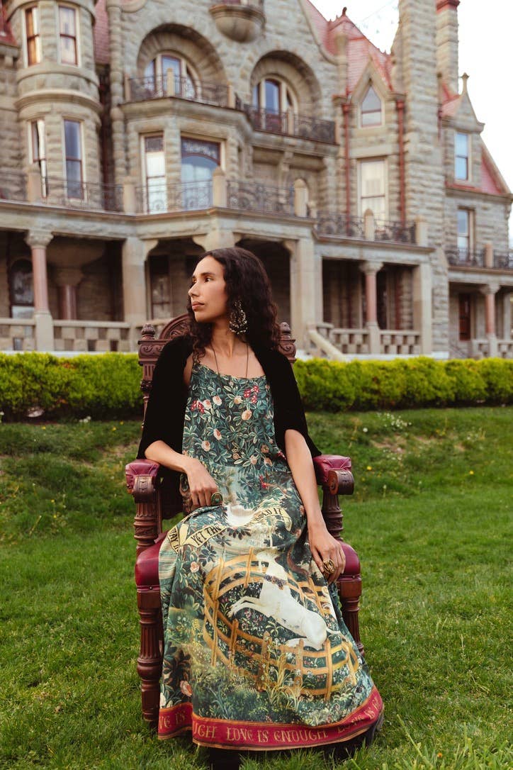 Pre-Order-Wildheart Bohéme Long Maxi Slip Dress w/ Unicorn & Castle: L/XL