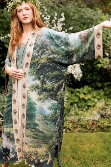 The Mythmaker Opera Duster Kimono Robe w Landscape & Unicorn