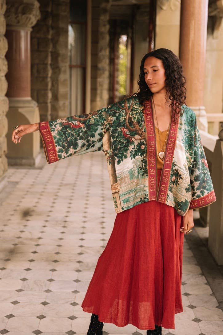 Wildheart Pixie Duster Cropped Kimono w/ Unicorn & Castle