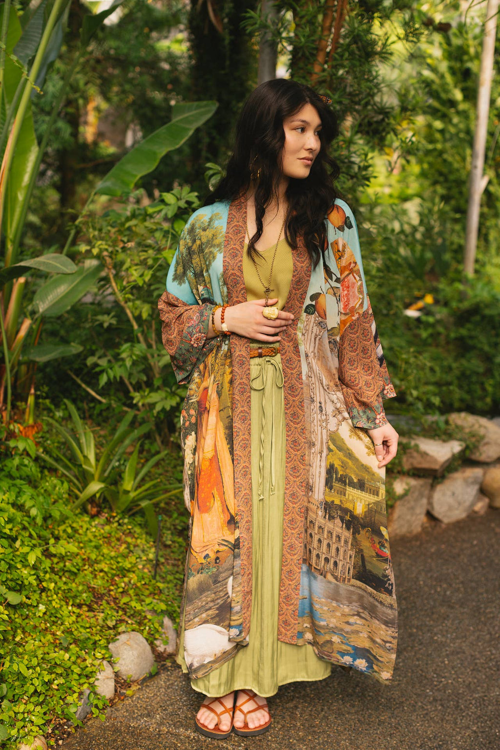 Market of Stars Duster- Secret Garden Long Duster Bamboo Robe with Swan