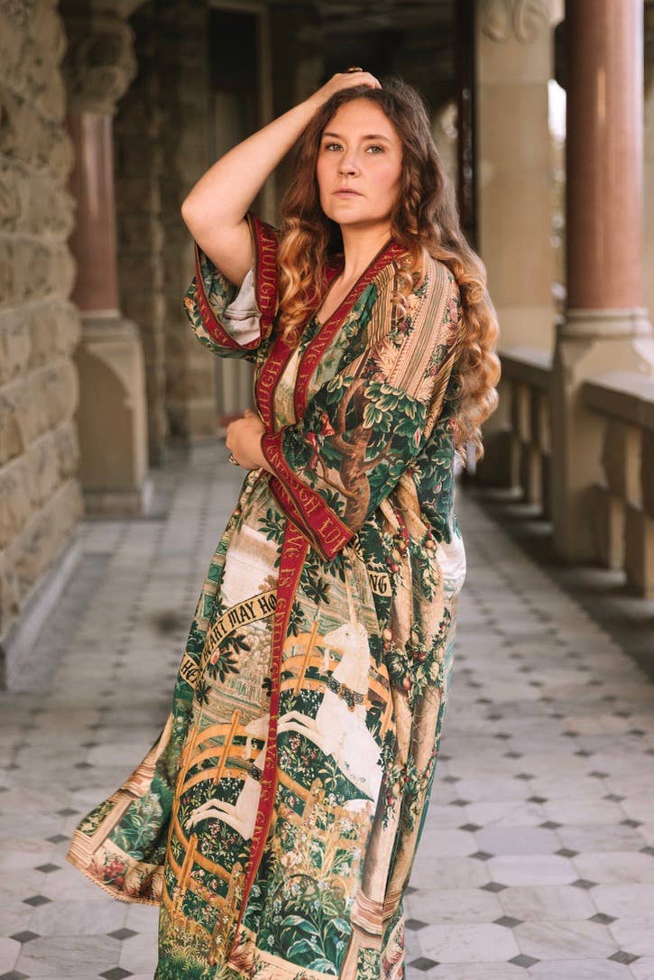 Pre-order-Wildheart Opera Duster Kimono Robe w/ Unicorn & Castle