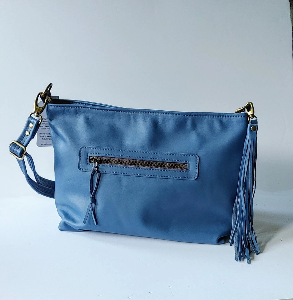 Big Slouchy Style Zippered Handbag in Leather