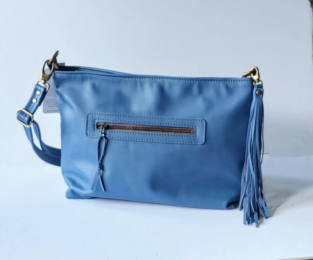 Big Slouchy Style Zippered Handbag in Leather