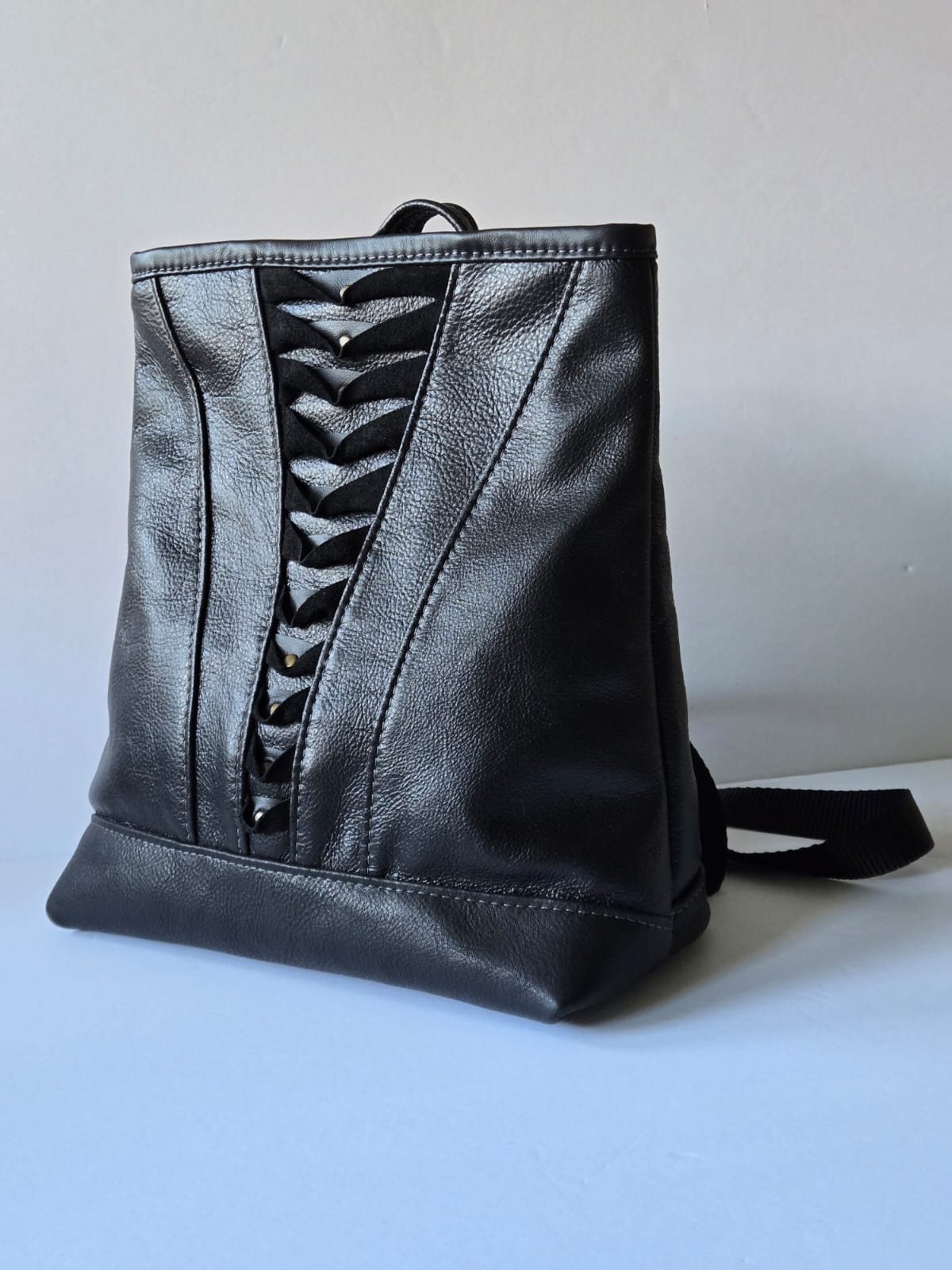 Convertible Backpack / Tote Bag in Black Leather