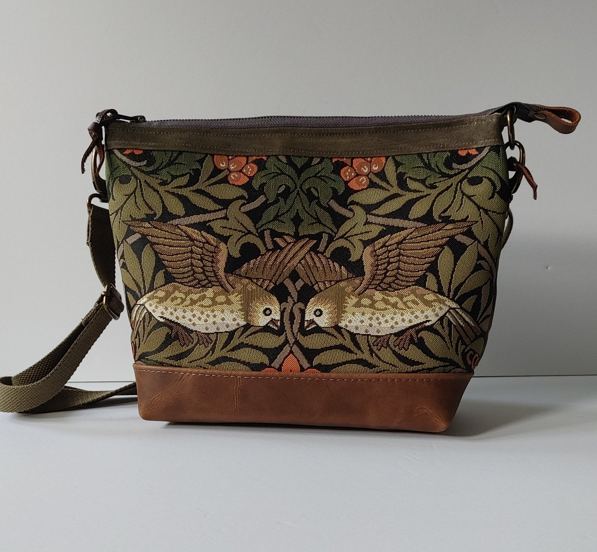 A Starling Handbag in Leather and Waxed Canvas