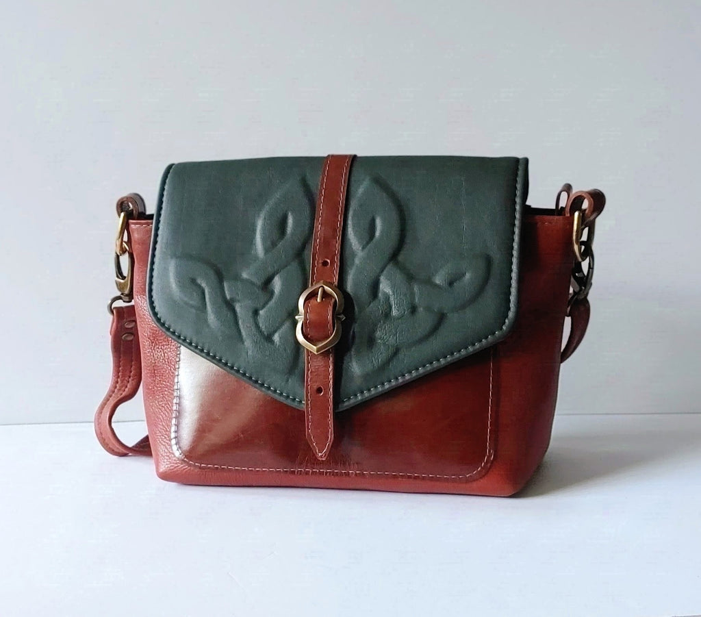 Leather Avalon Satchel with Celtic Embossed Design