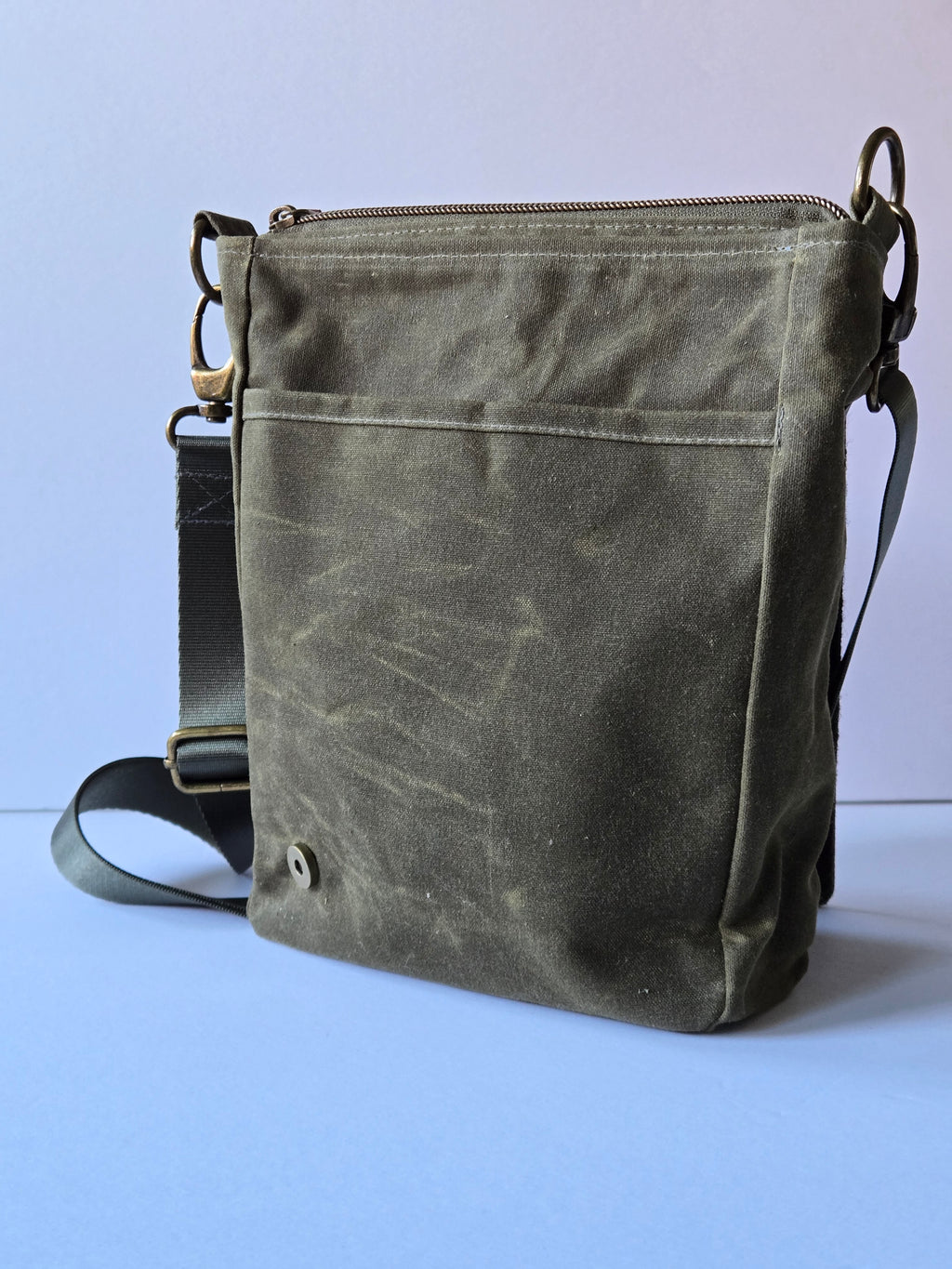 Rugged Satchel in Waxed Canvas and Harris Tweed