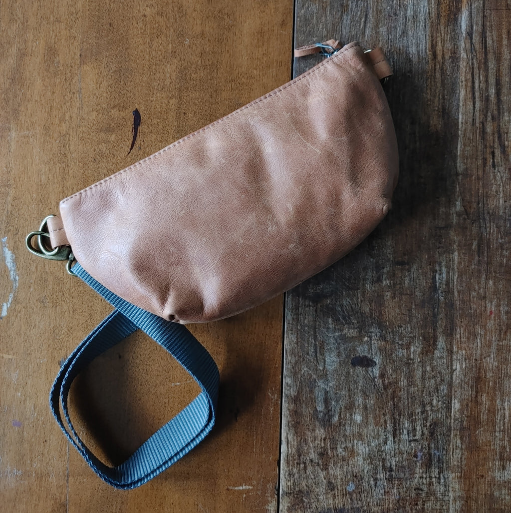 A Belt Bag / Hip Pack Large Capacity in Tan Leather