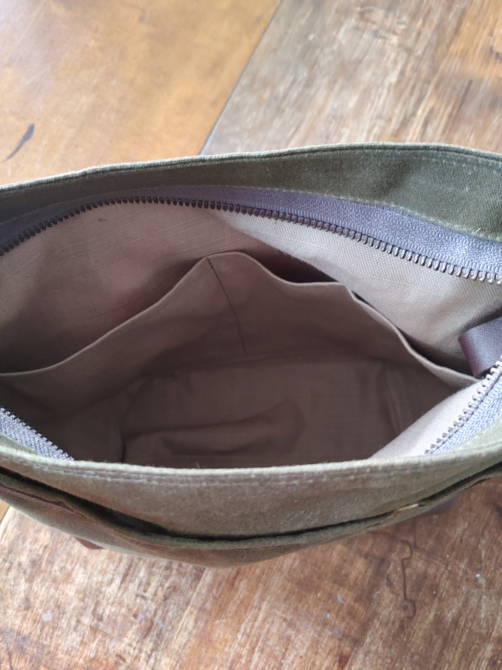 A Starling Handbag in Leather and Waxed Canvas