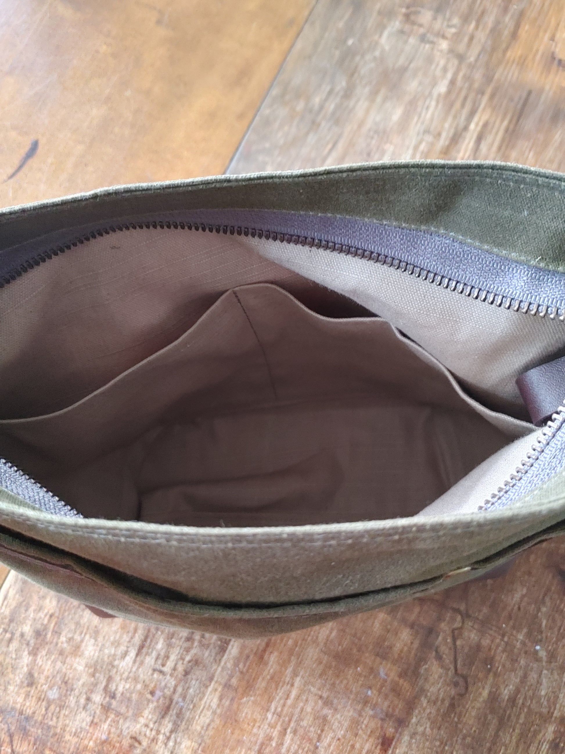 A Starling Handbag in Leather and Waxed Canvas
