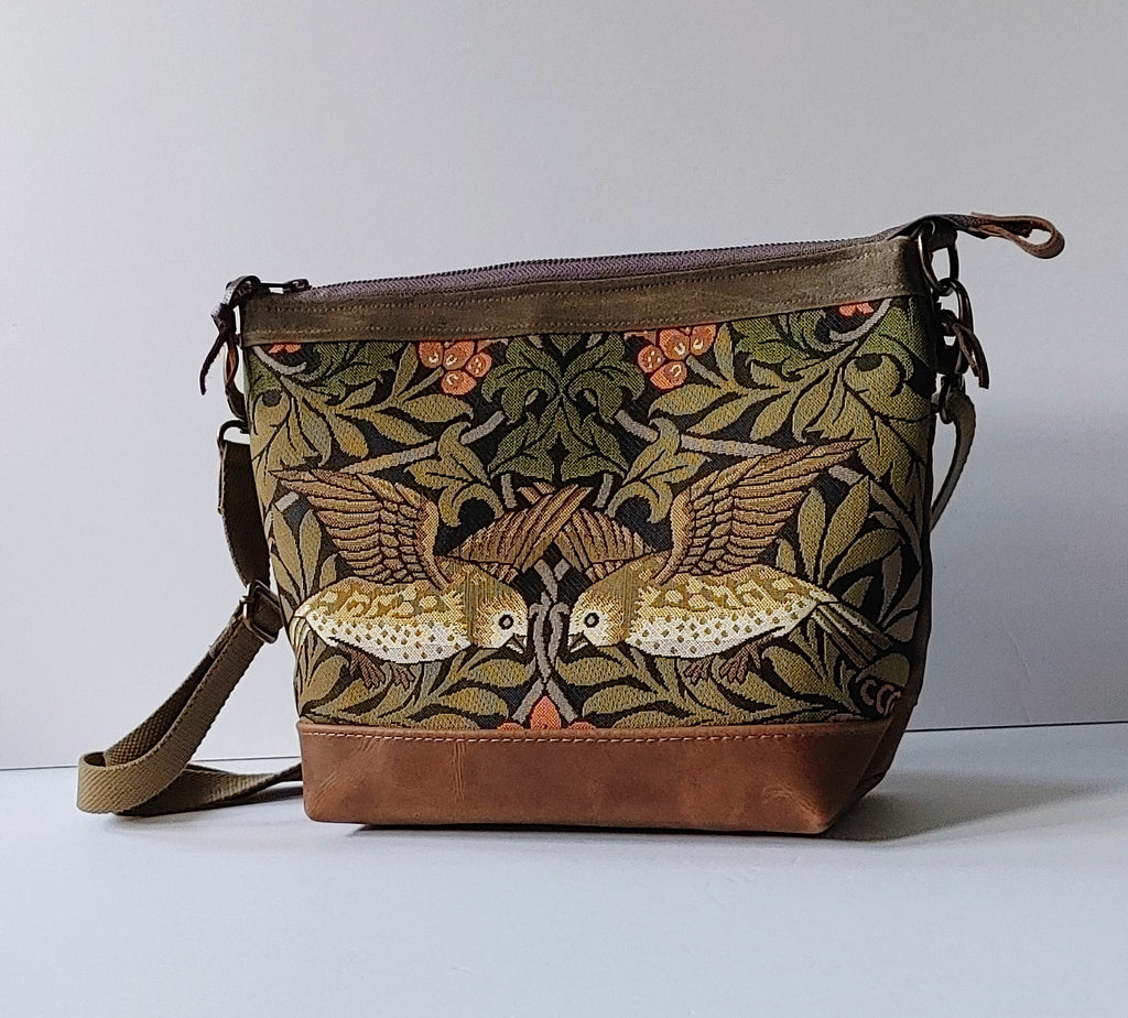 A Starling Handbag in Leather and Waxed Canvas