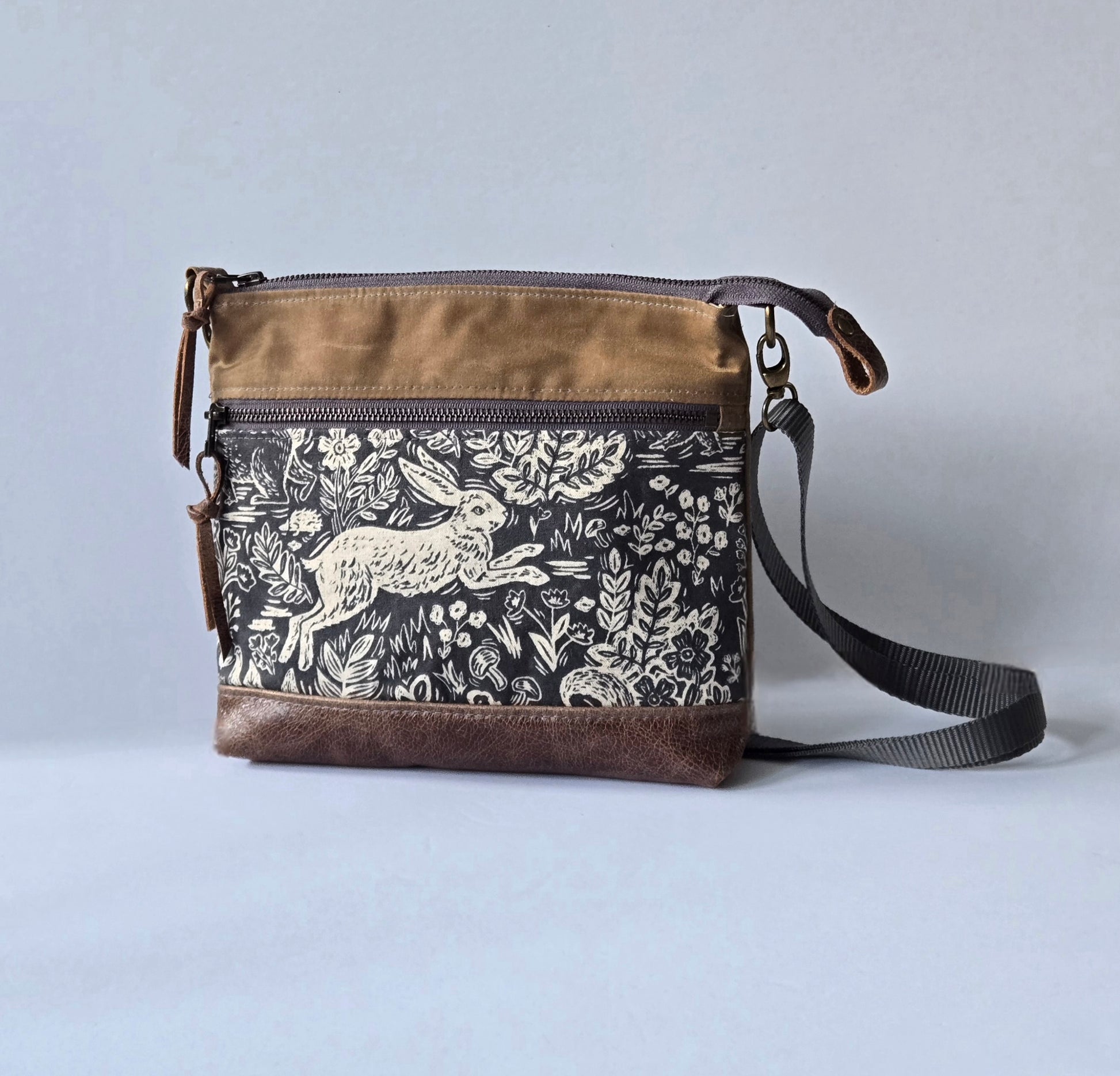 A Crossbody Star Bag in Waxed Canvas and Leather