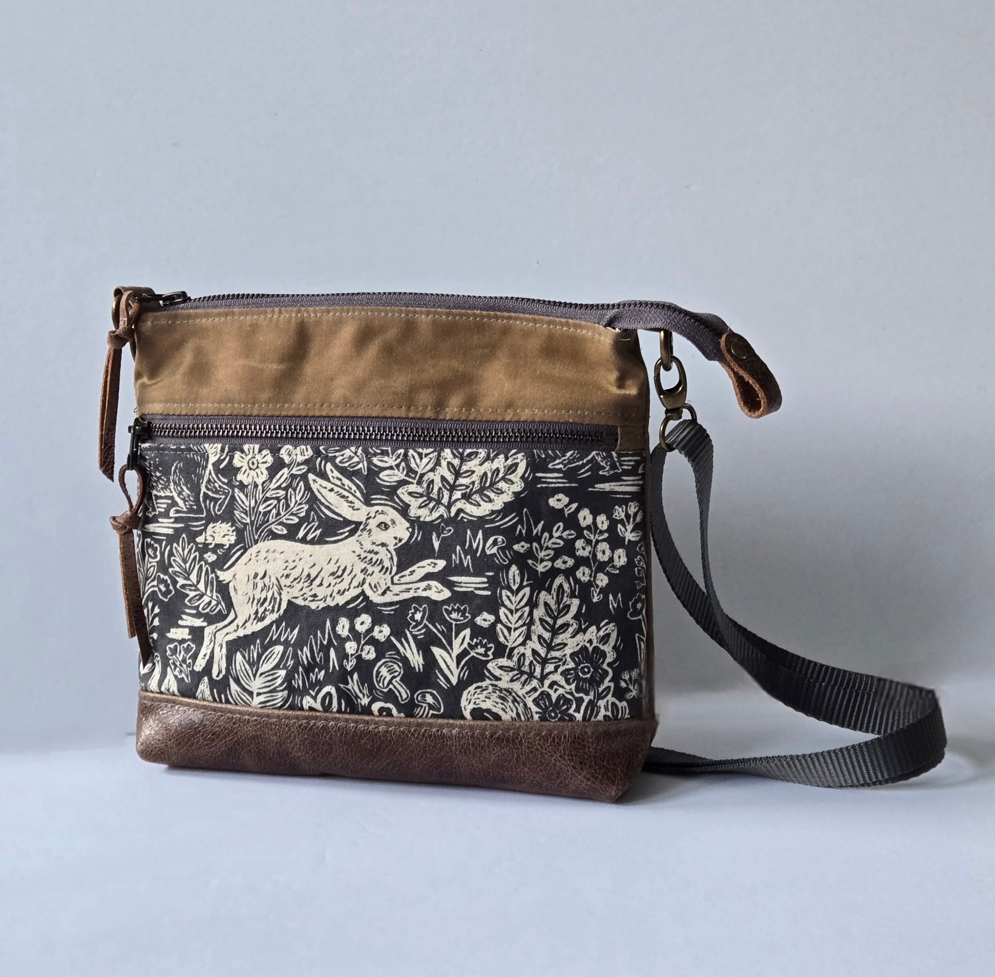 A Crossbody Star Bag in Waxed Canvas and Leather