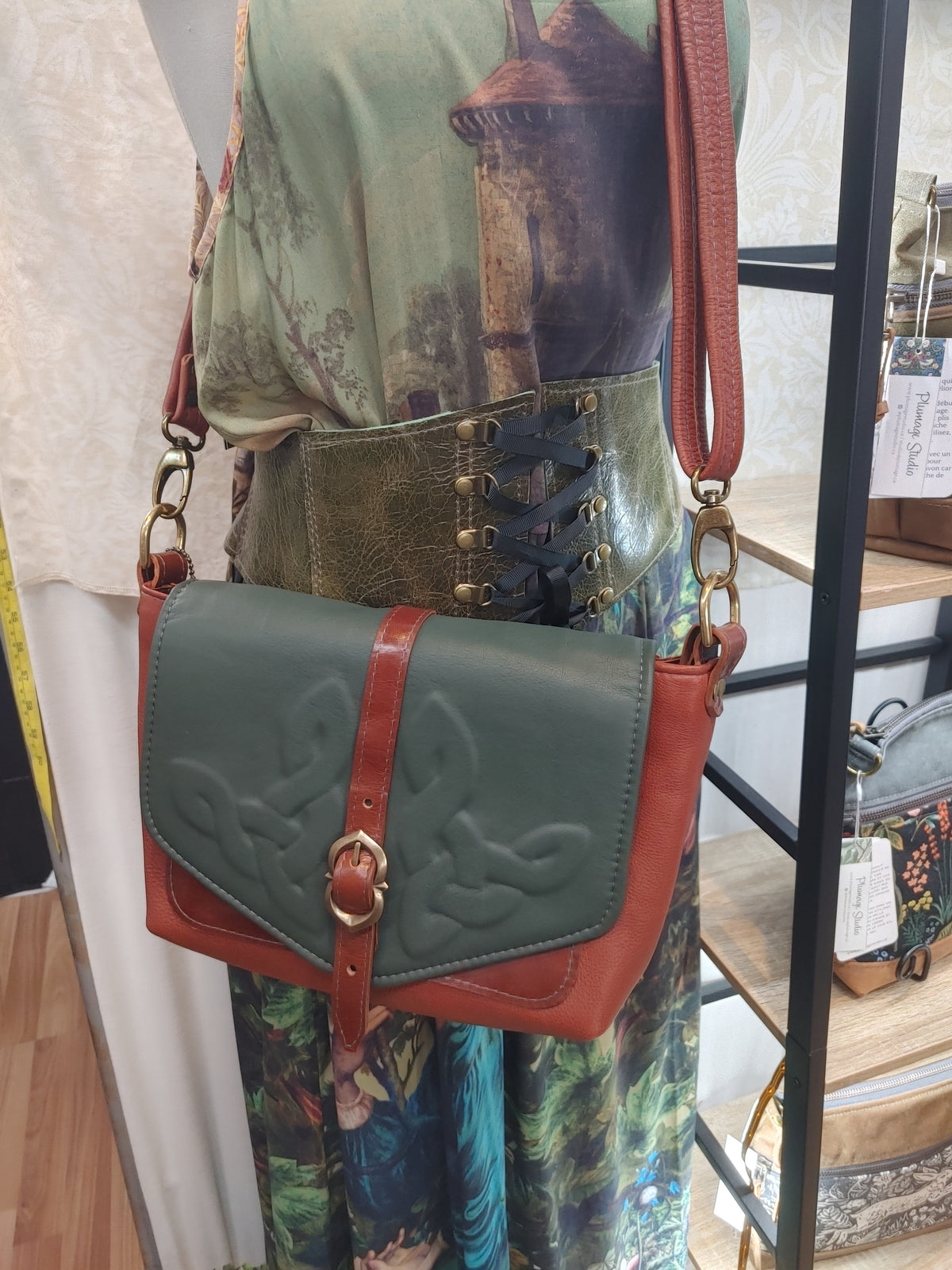 Leather Avalon Satchel with Celtic Embossed Design