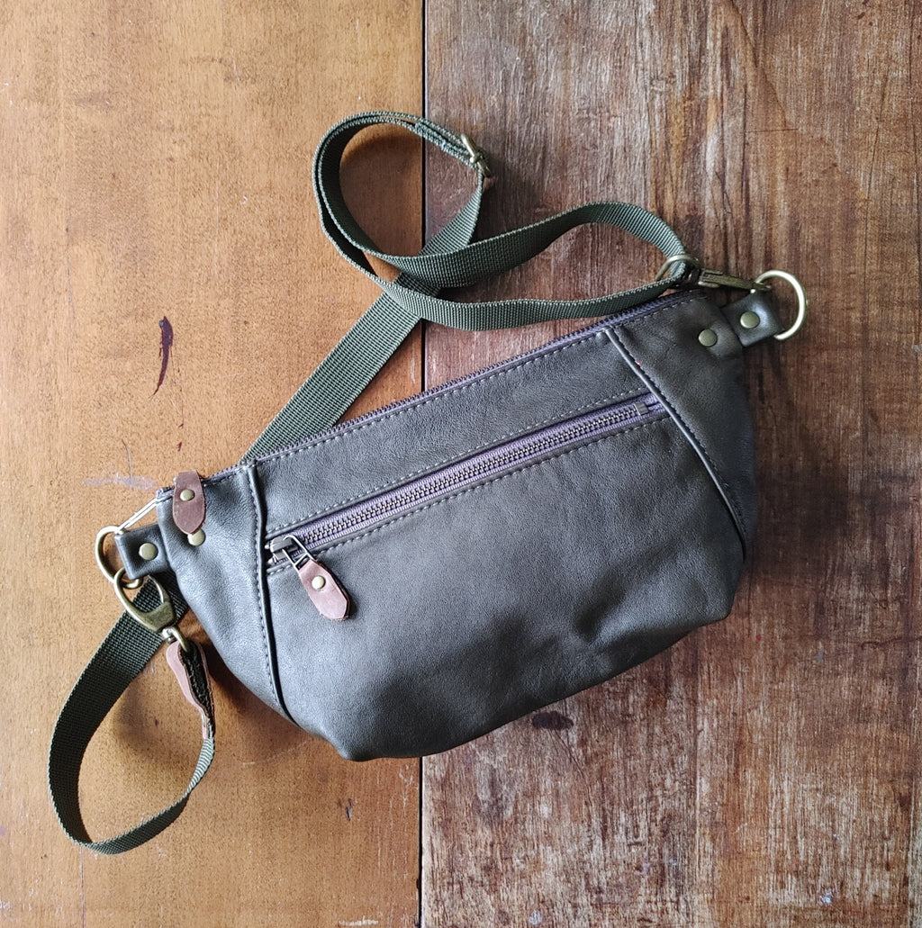A Belt Bag / Hip Pack Large Capacity in Tan Leather