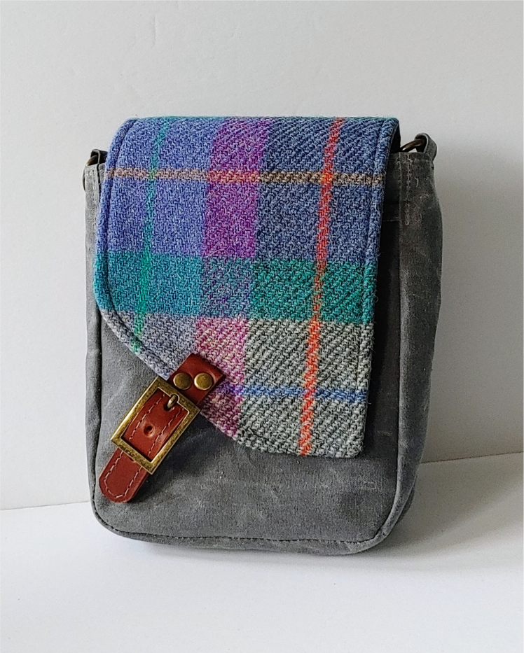 A Ranger Scout Satchel in Waxed Canvas and Harris Tweed