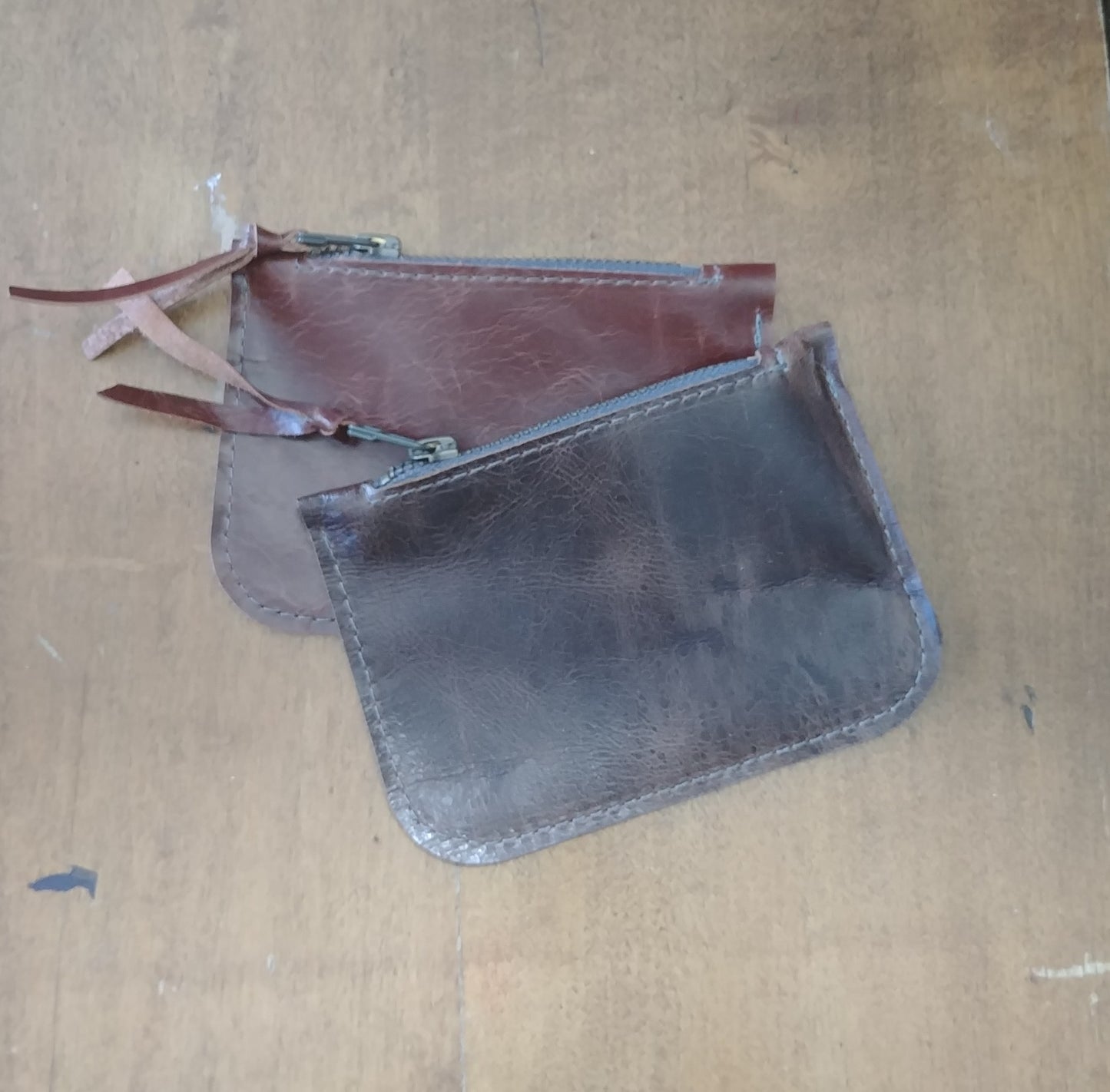 Leather Zippered Coin Purse or Card Case