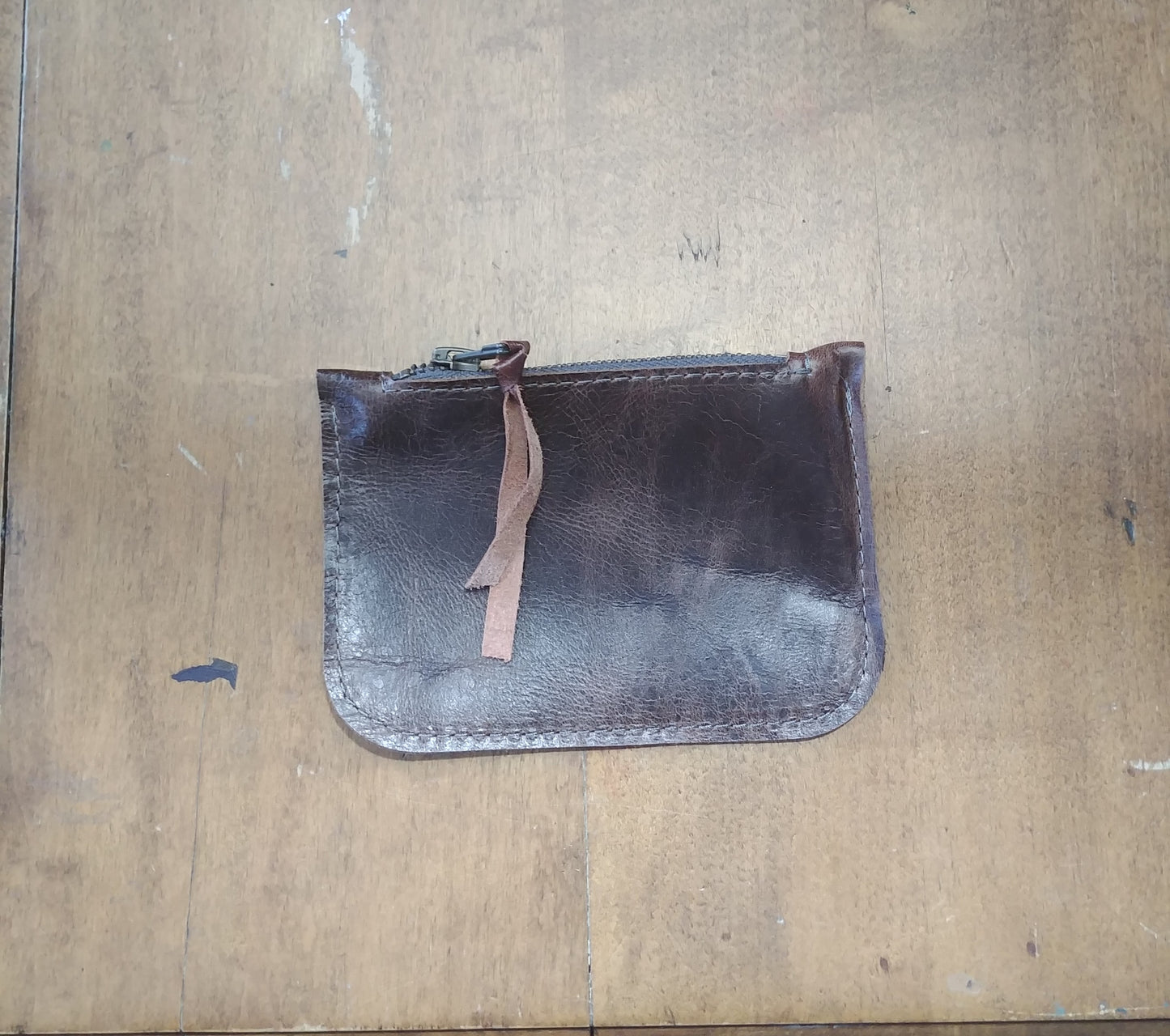 Leather Zippered Coin Purse or Card Case