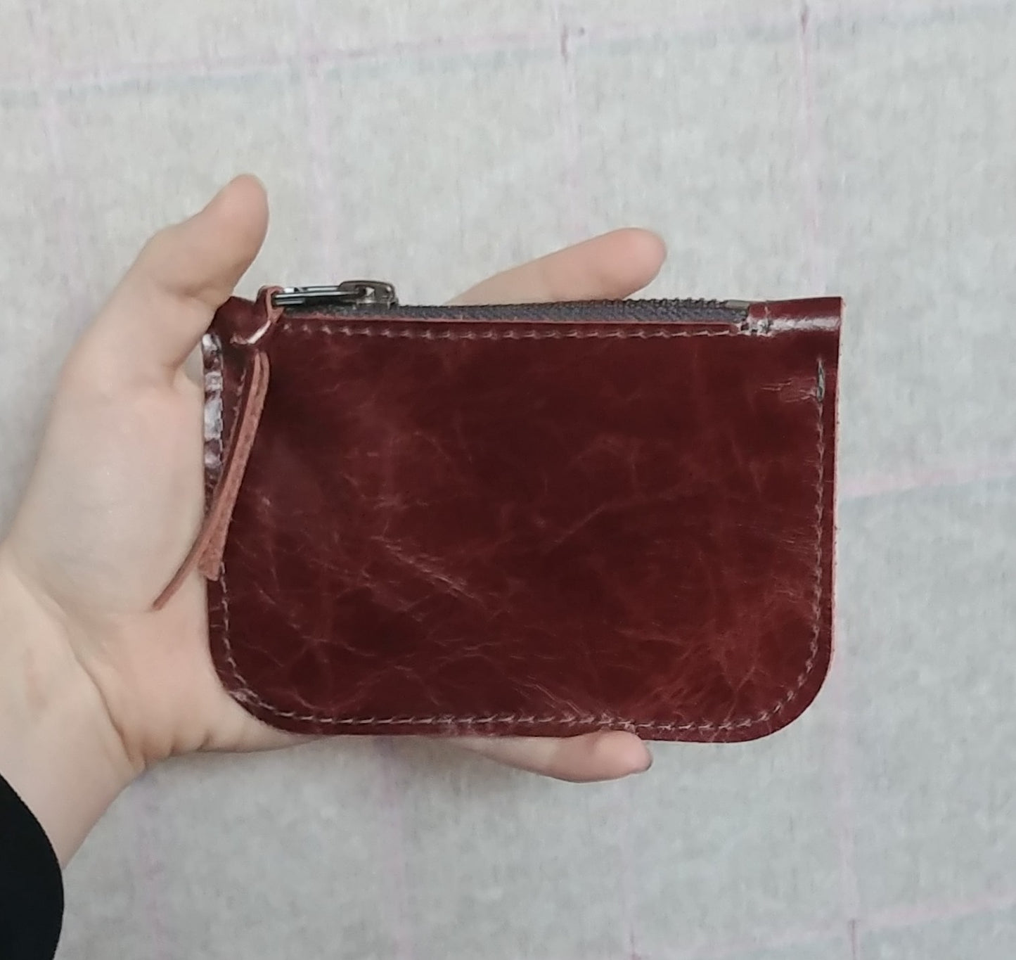 Leather Zippered Coin Purse or Card Case