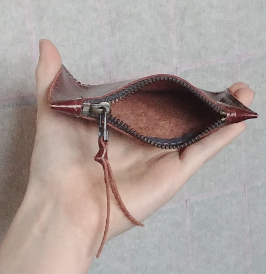 Leather Zippered Coin Purse or Card Case