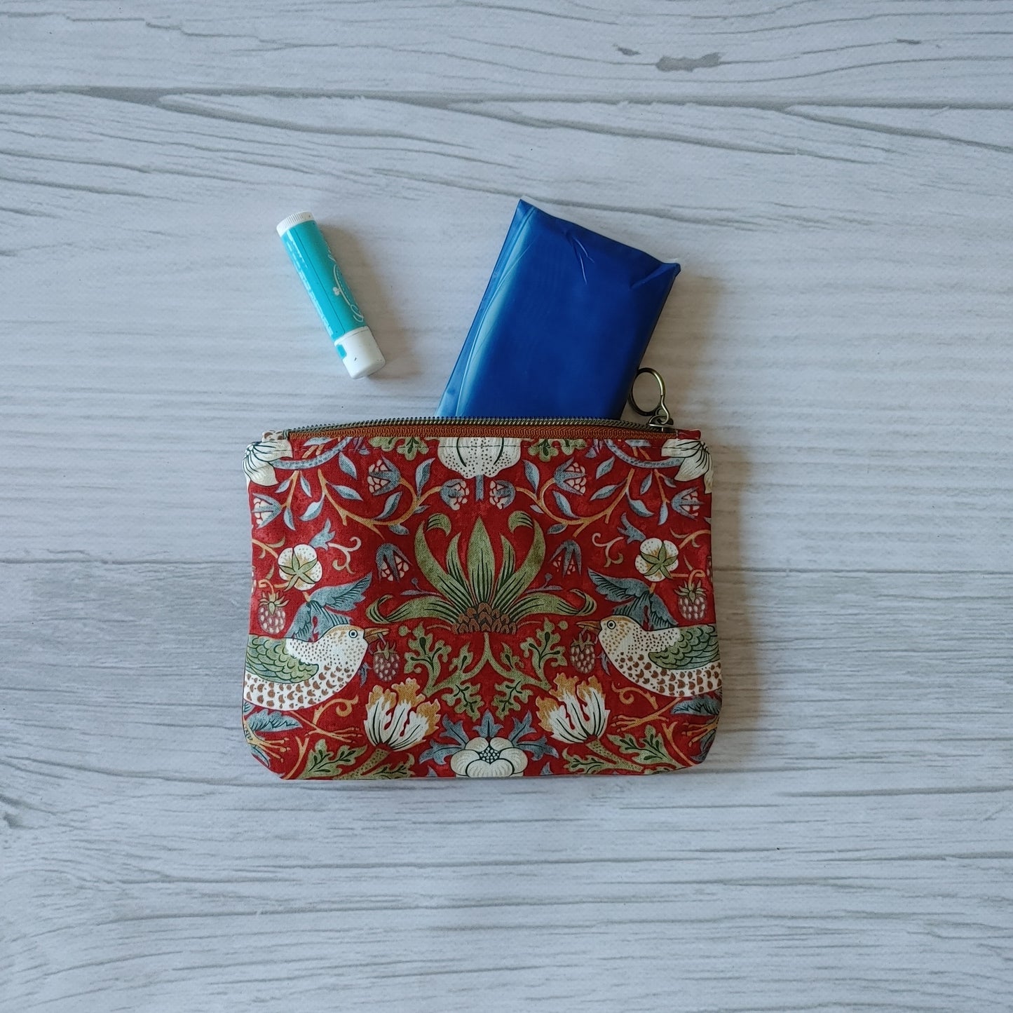 Passport Pouch in Strawberry Thief by William Morris print. From Plumage Studio Accessories