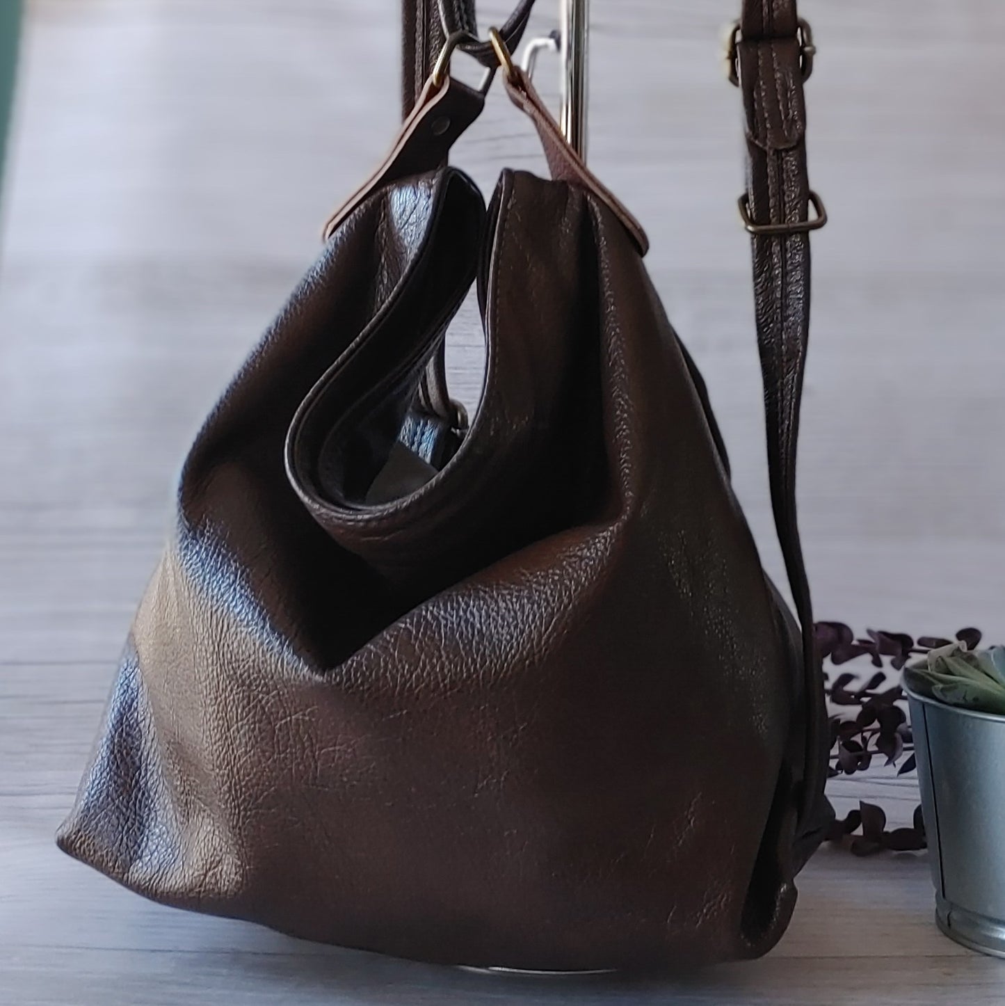 Slouchy Leather Convertible Backpack/Tote