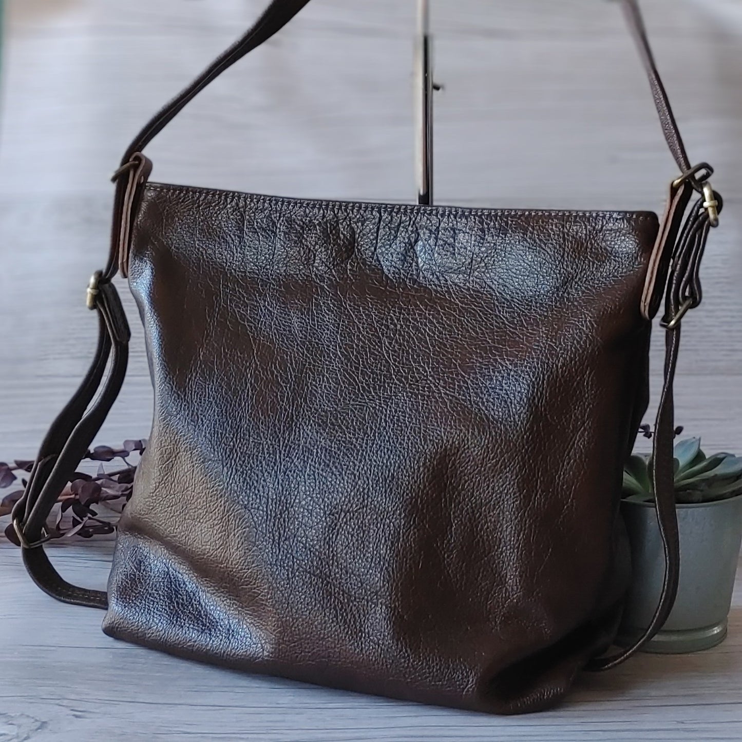 Slouchy Leather Convertible Backpack/Tote