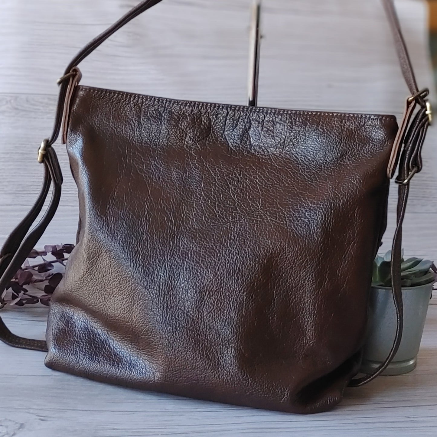 Slouchy Leather Convertible Backpack/Tote