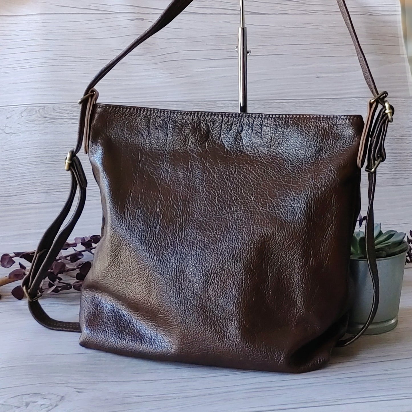 Slouchy Leather Convertible Backpack/Tote