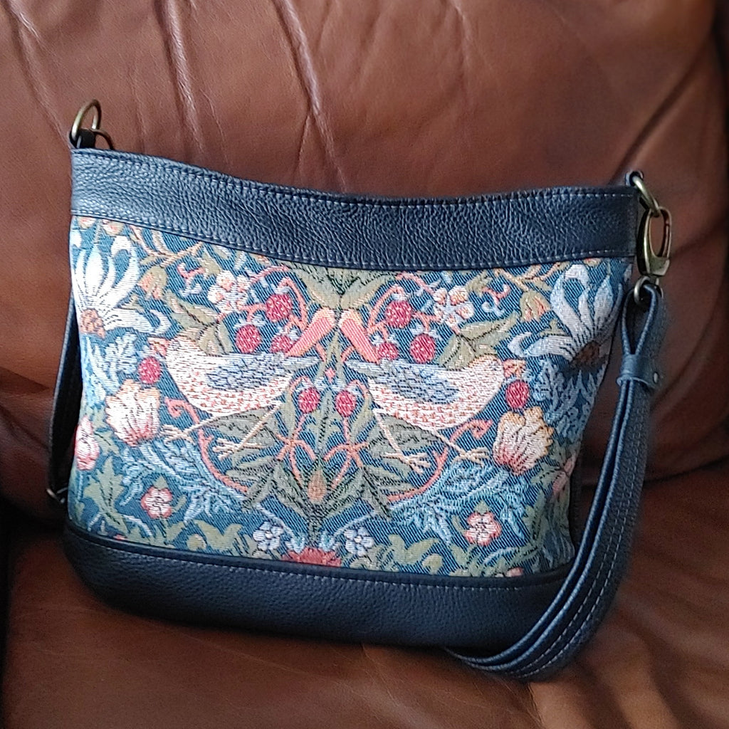 Sway Handbag in Leather and Strawberry Thief