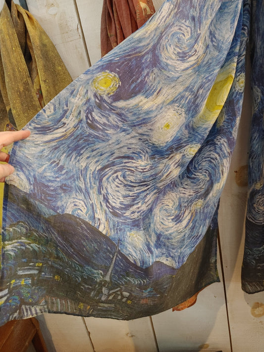 Luxe Linen Scarf: Sustainable Luxury-Van Gogh