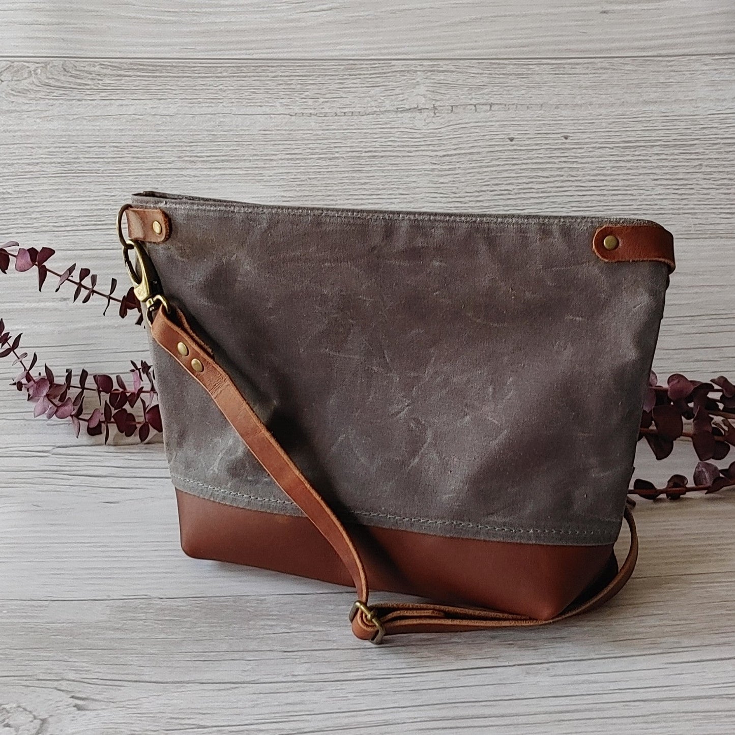 Starling Handbag in Leather and and Waxed Canvas