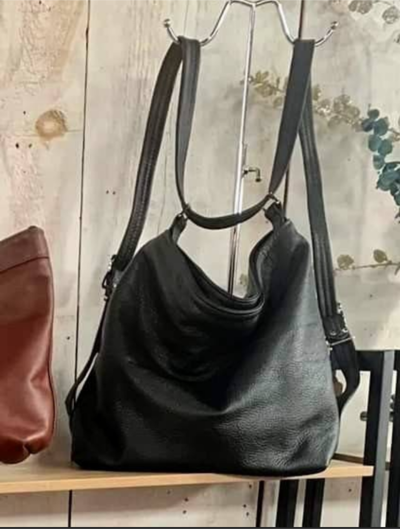 Slouchy Leather Convertible Backpack/Tote