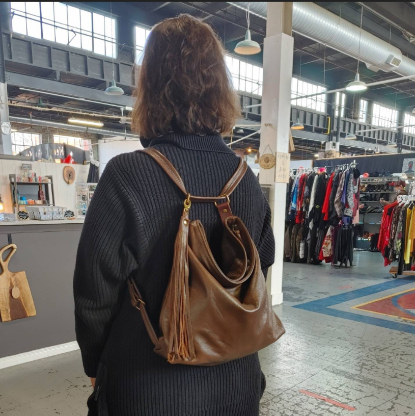 Slouchy Leather Convertible Backpack/Tote